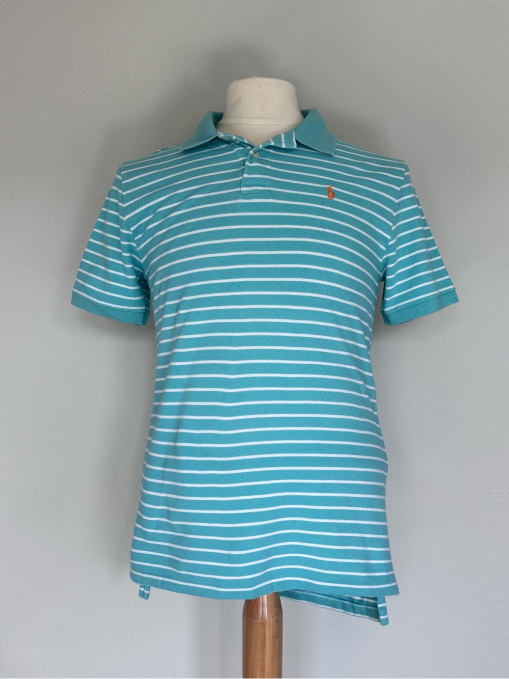 Vintage Y2K Polo Ralph Lauren Striped Polo Shirt - Aqua/Turquoise